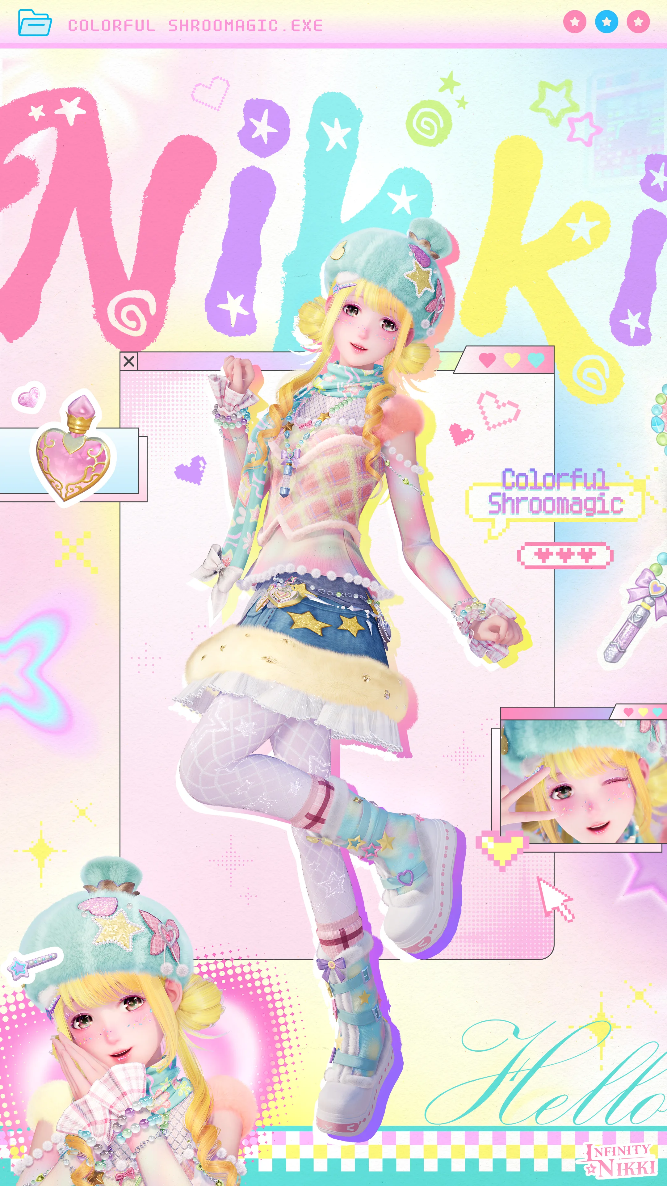 Nikki wears the Colorful Shroomagic outfit in official Version 2.8 store artwork.