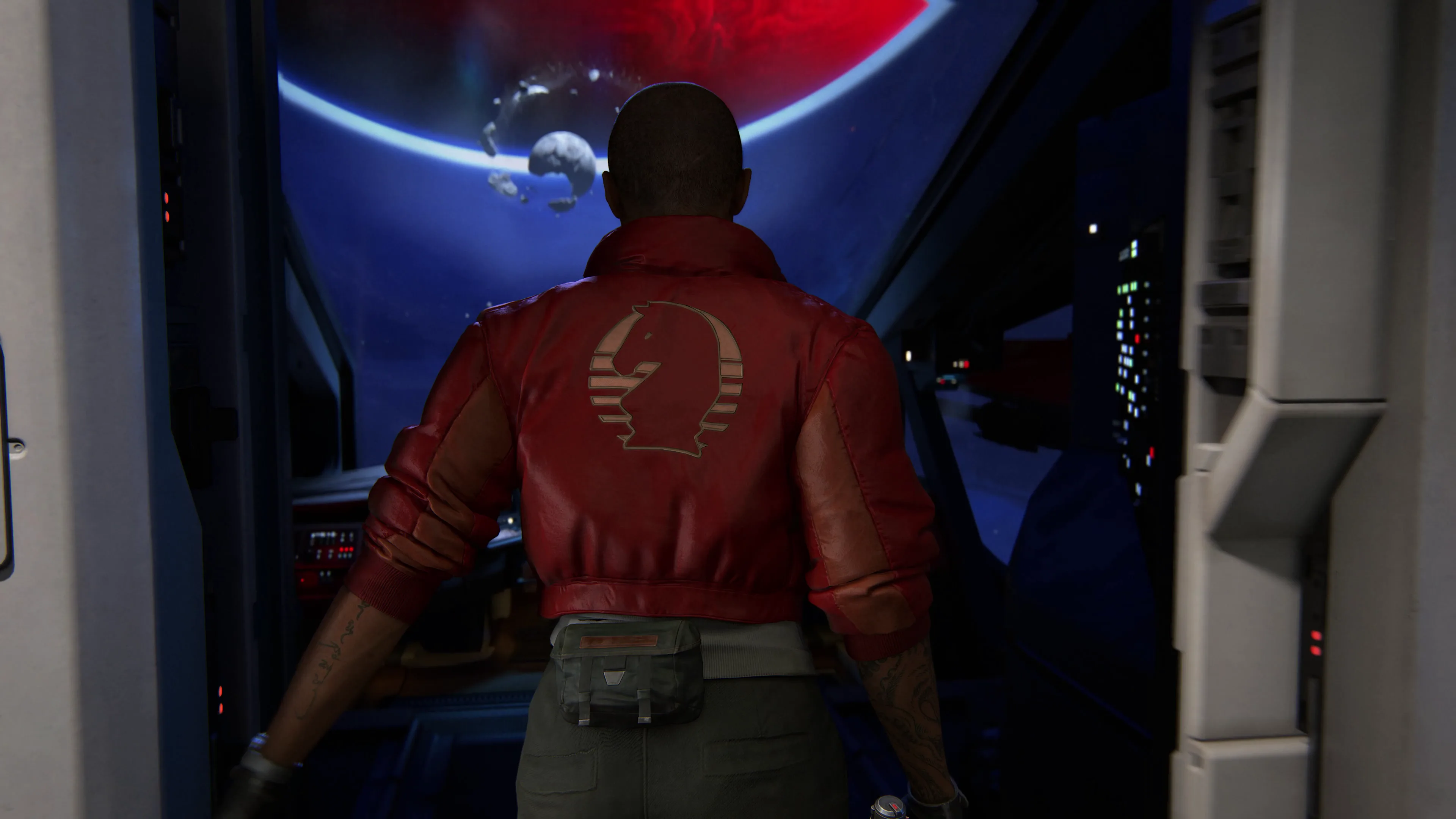 Jordan A. Mun near her retrofuturistic spacecraft in a scene from Intergalactic: The Heretic Prophet