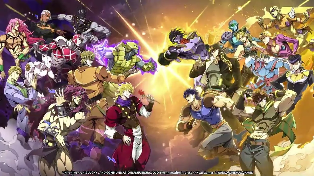 JoJo's Bizarre Adventure: Golden Spirit launch key art featuring Jotaro Kujo and other characters