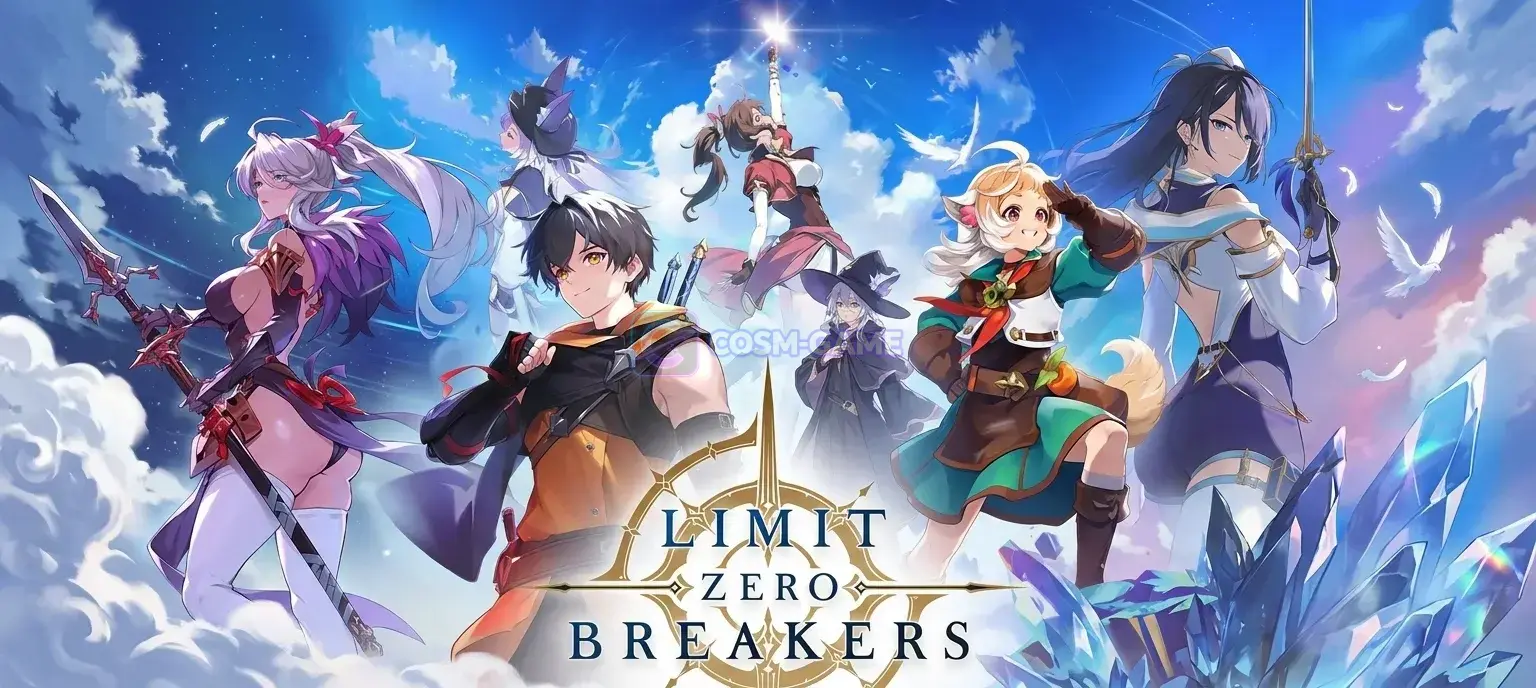 Kaito, Xion, and Liz with the Weaver Whale in LIMIT ZERO BREAKERS key art.