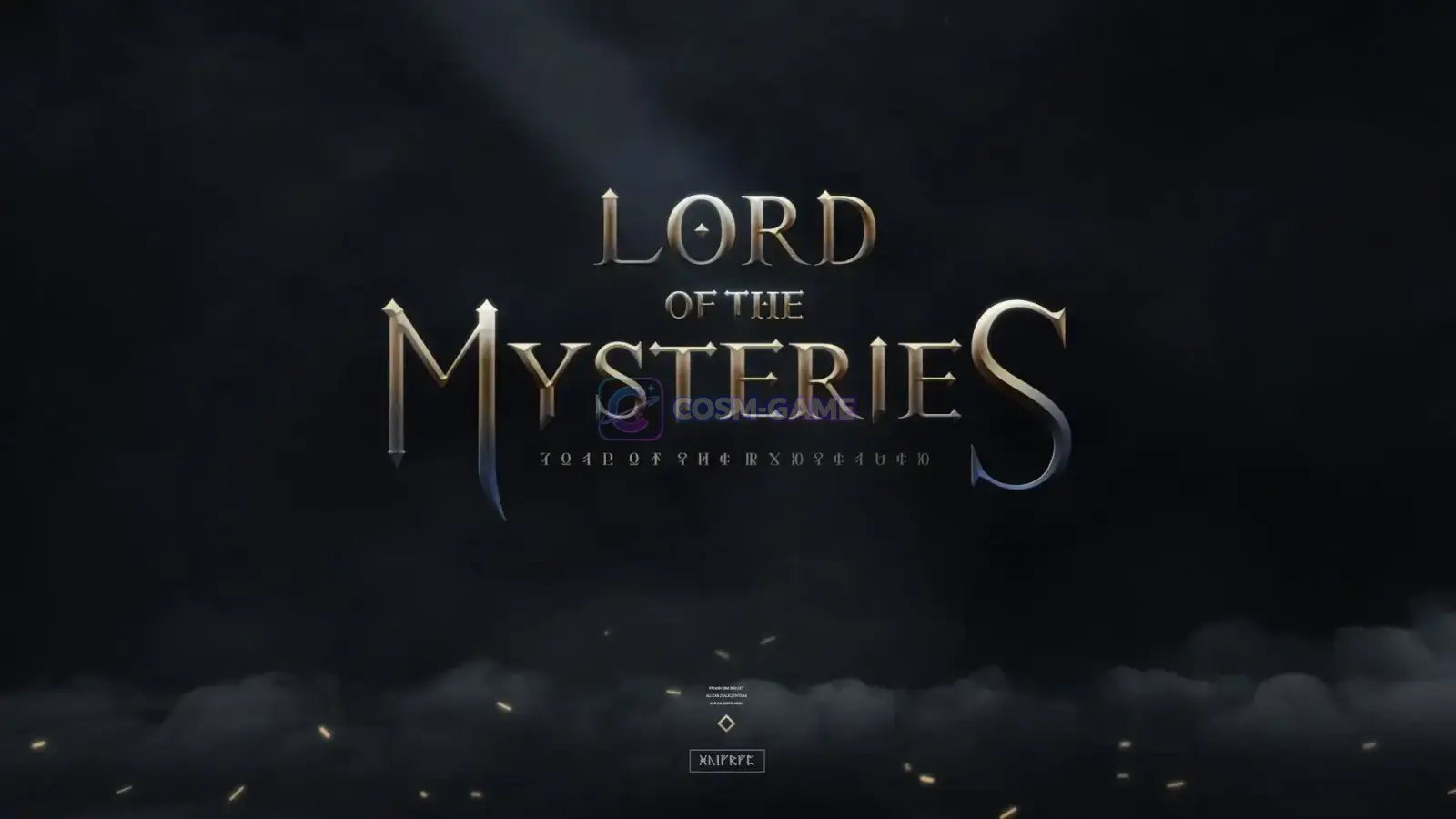 The Lord of the Mysteries title logo emerging from a dark background filled with mist.