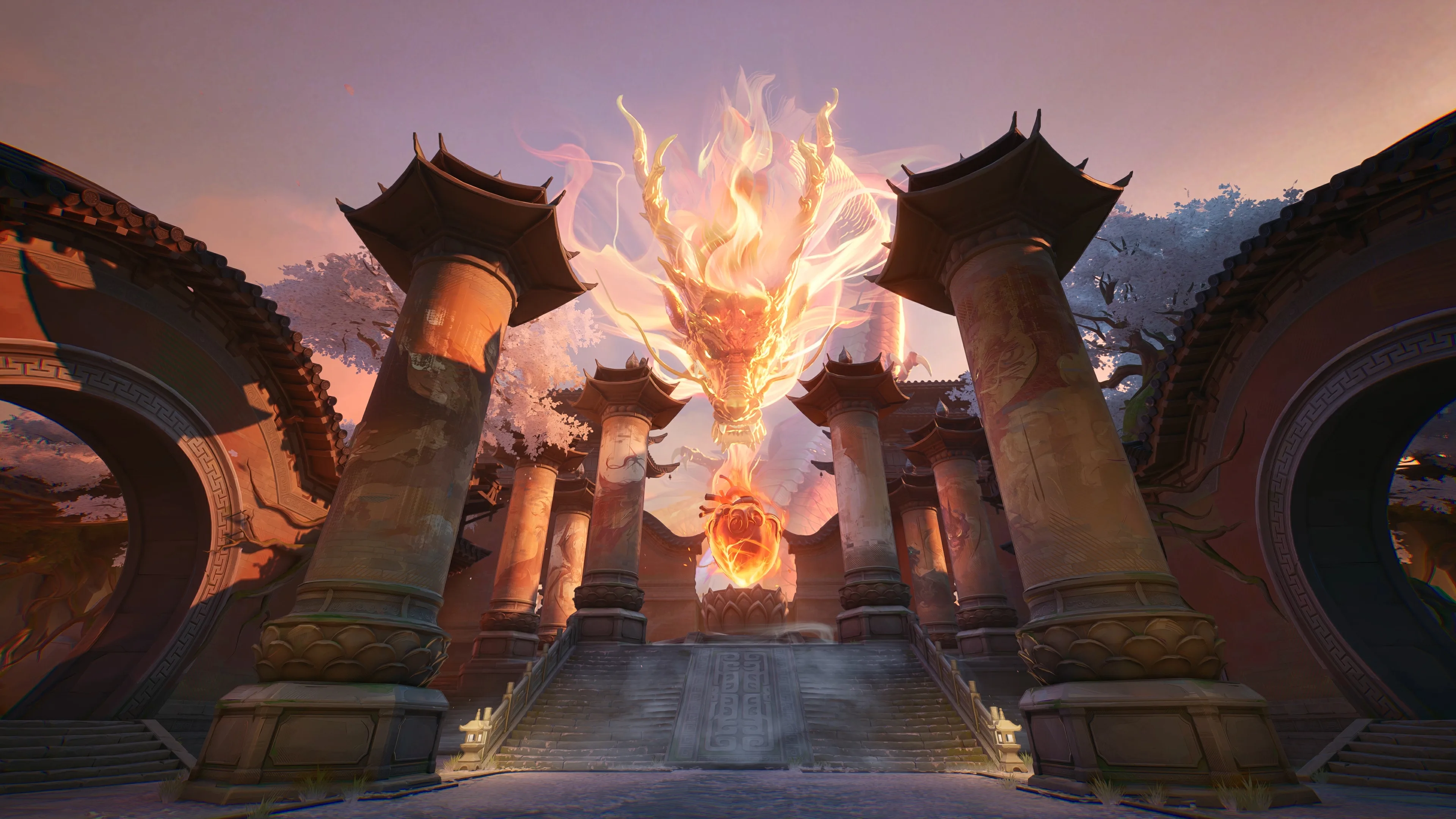 An ornate arena with traditional Chinese-inspired architecture