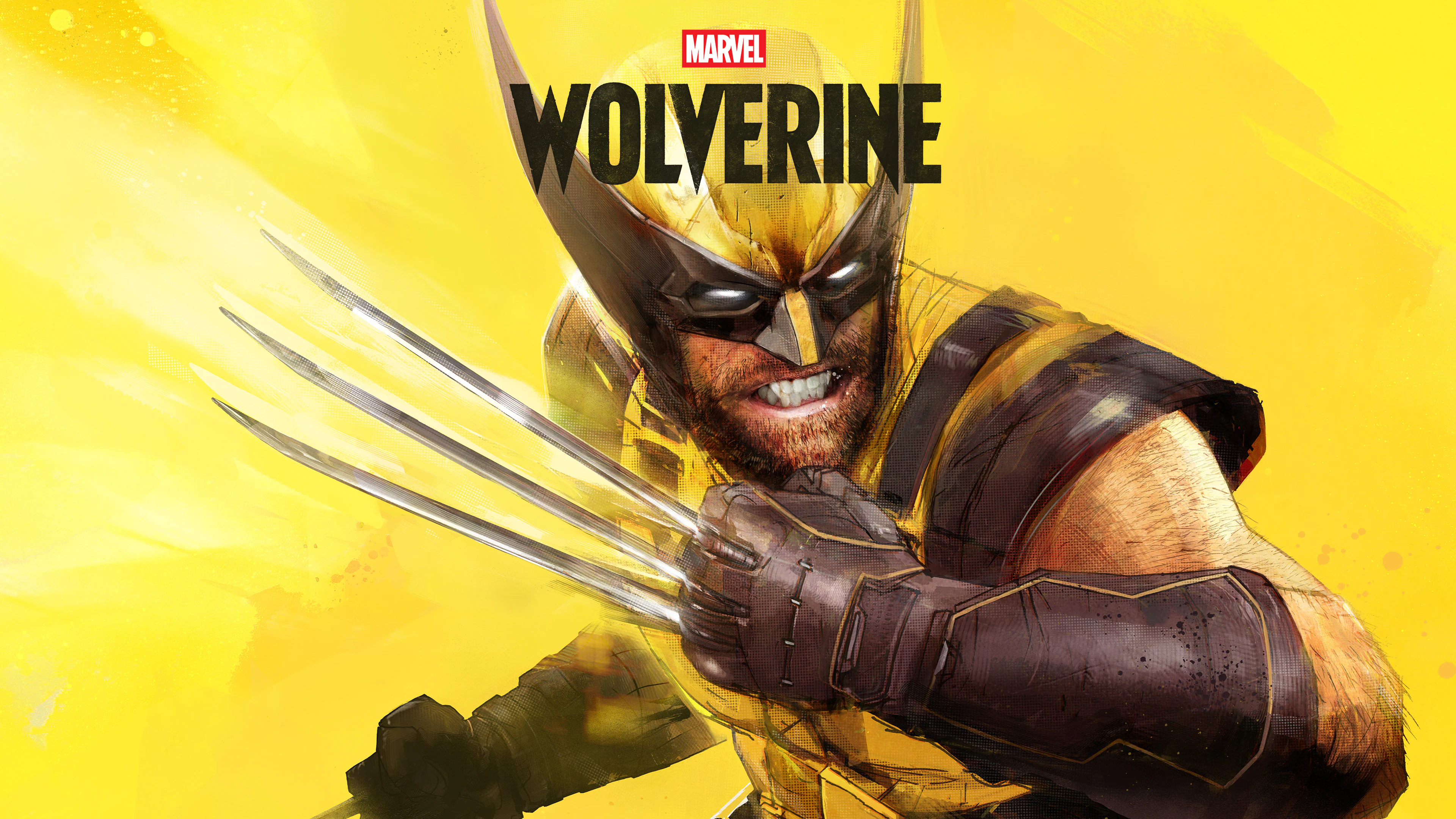 Logan crouched with his adamantium claws extended in Marvel's Wolverine key art