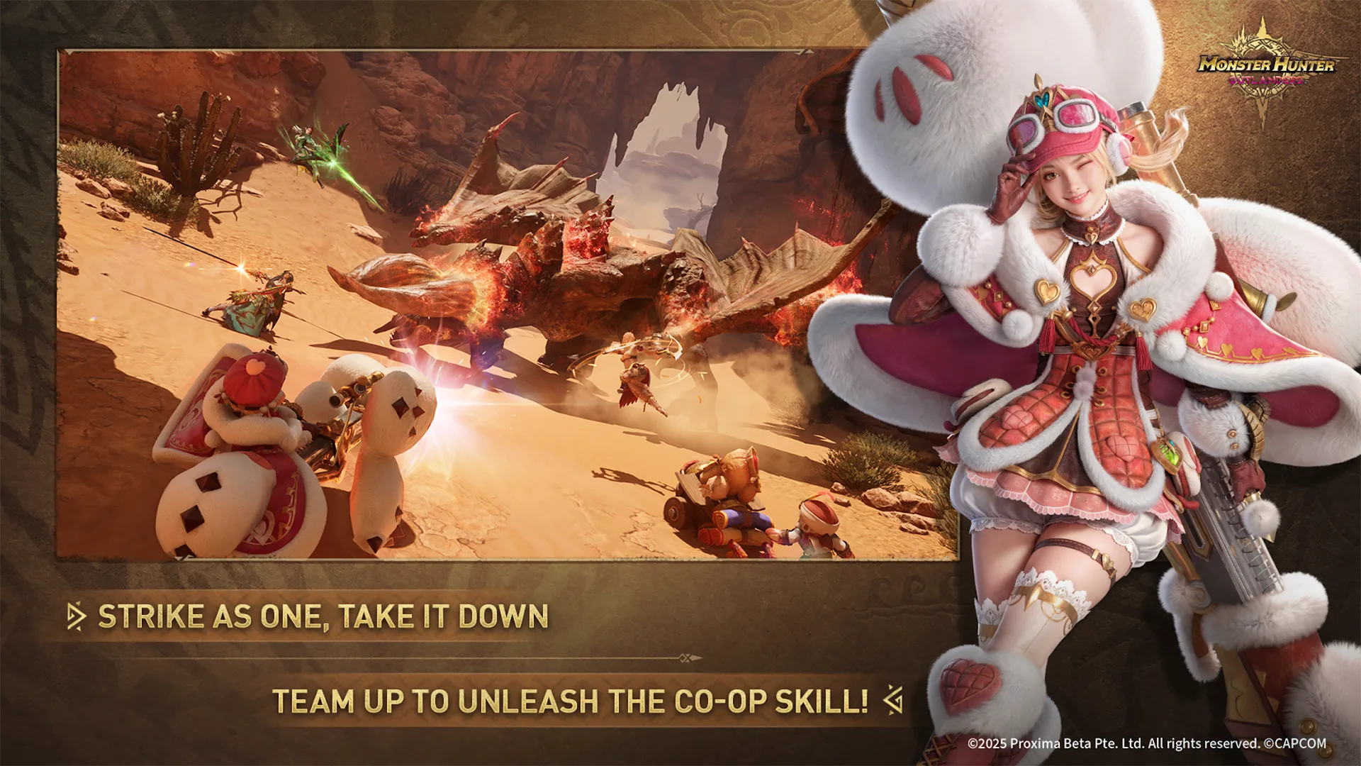 A cooperative hunt in Monster Hunter Outlanders.