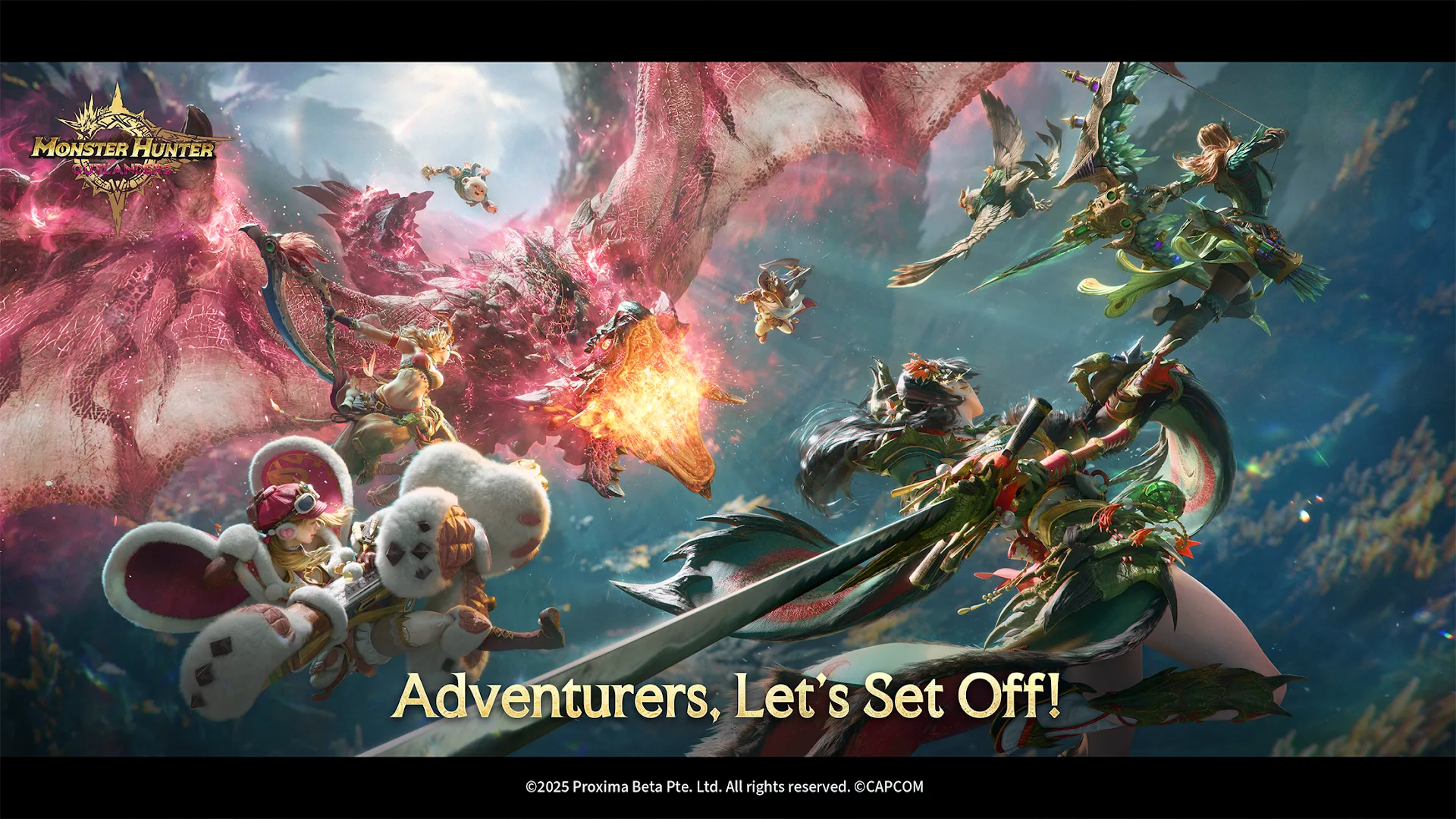 An Adventurer explores Aesoland in Monster Hunter Outlanders key art.