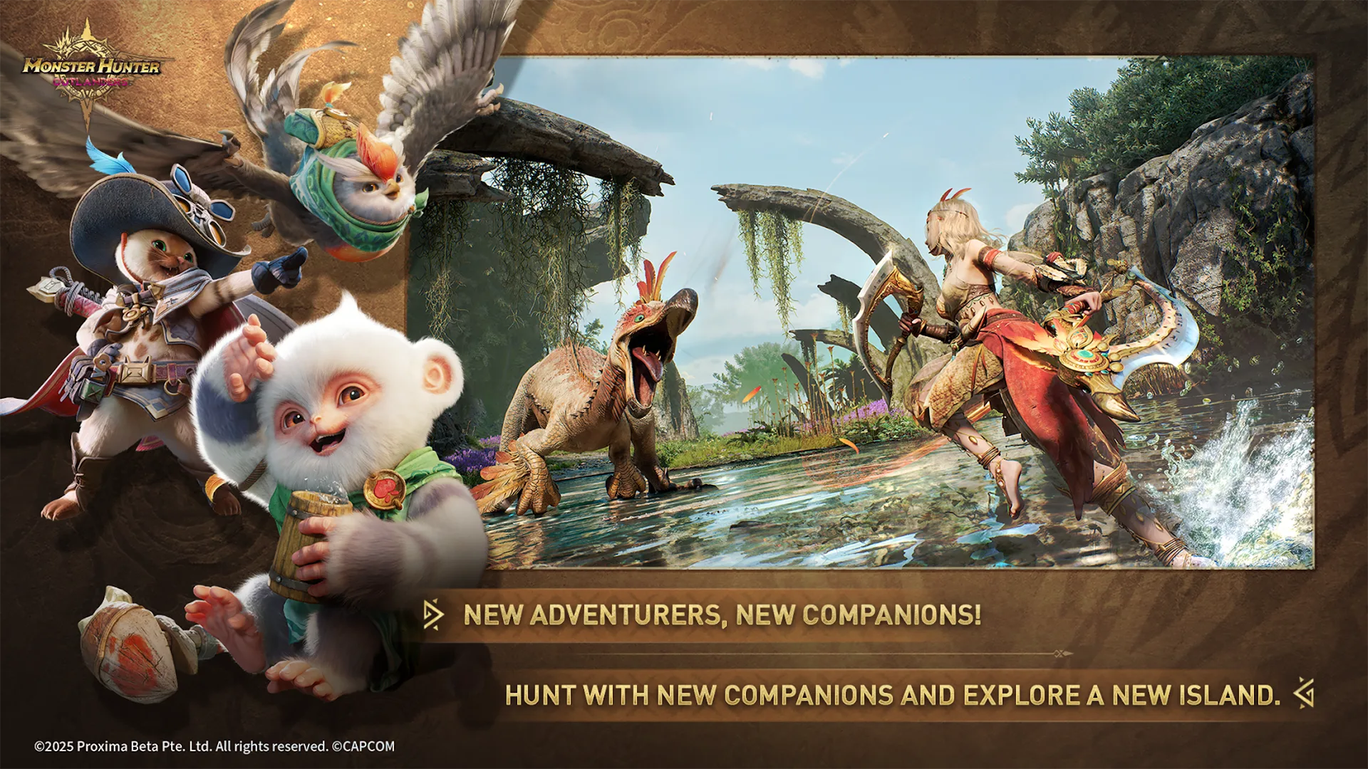 An Adventurer fighting a monster in Monster Hunter Outlanders.