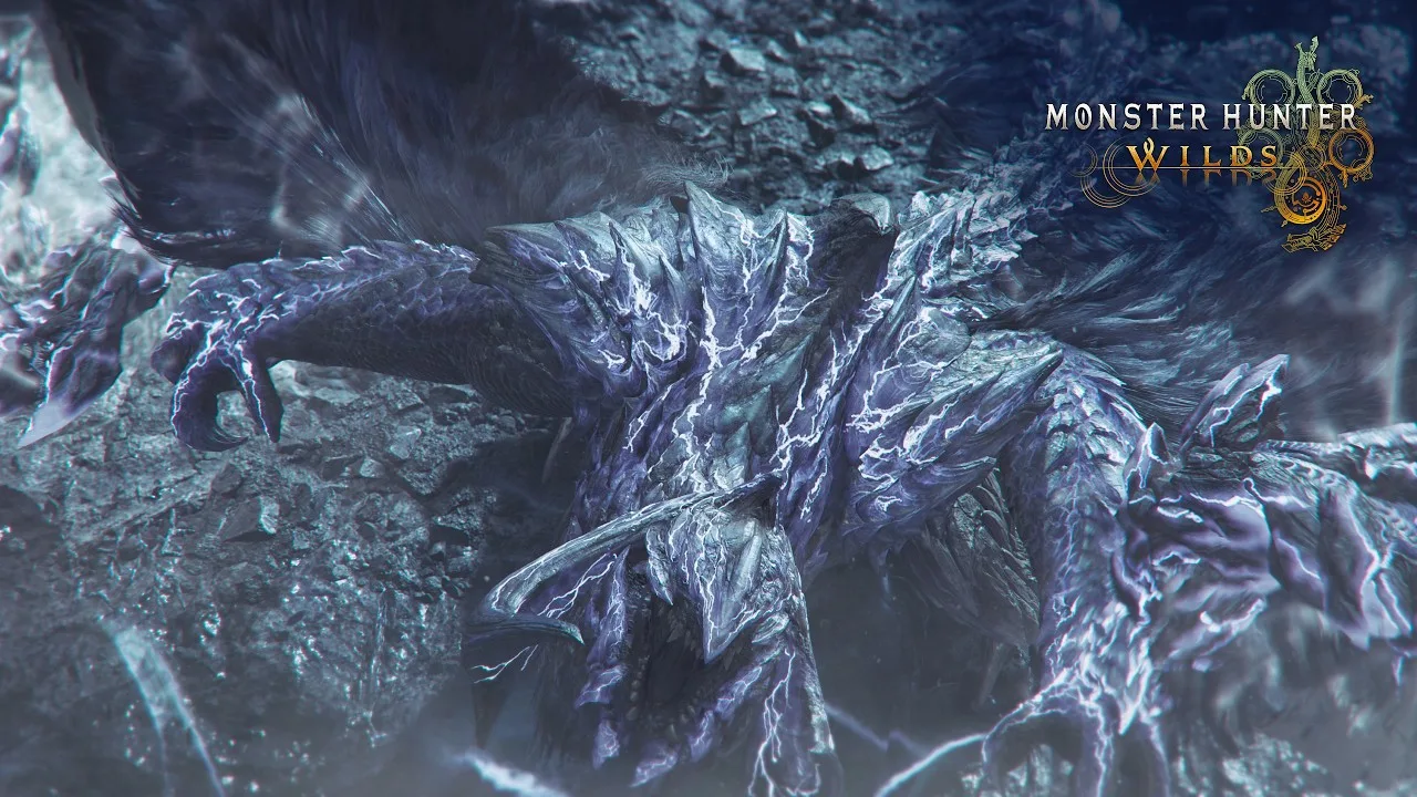 A hunter facing an event quest monster in Monster Hunter Wilds