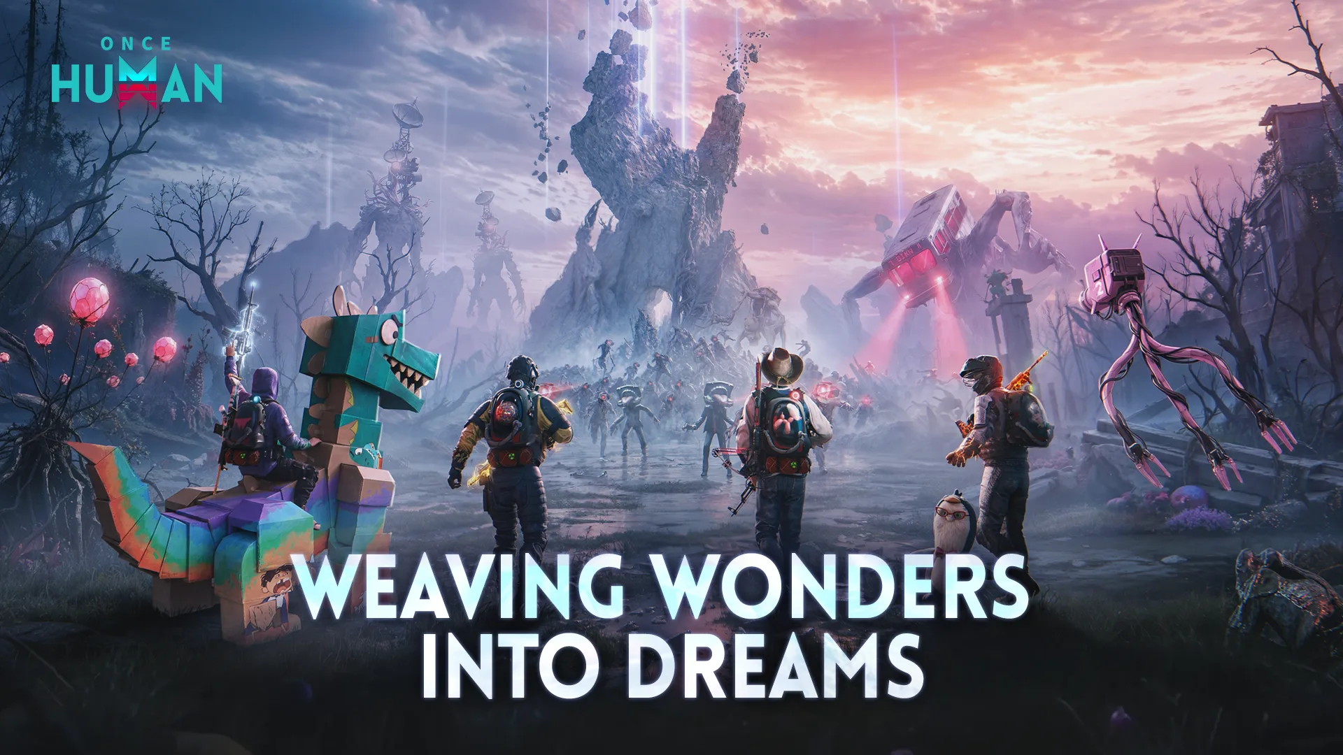 Once Human promotional scene showing a Meta-Human exploring the Stardust-infected open world