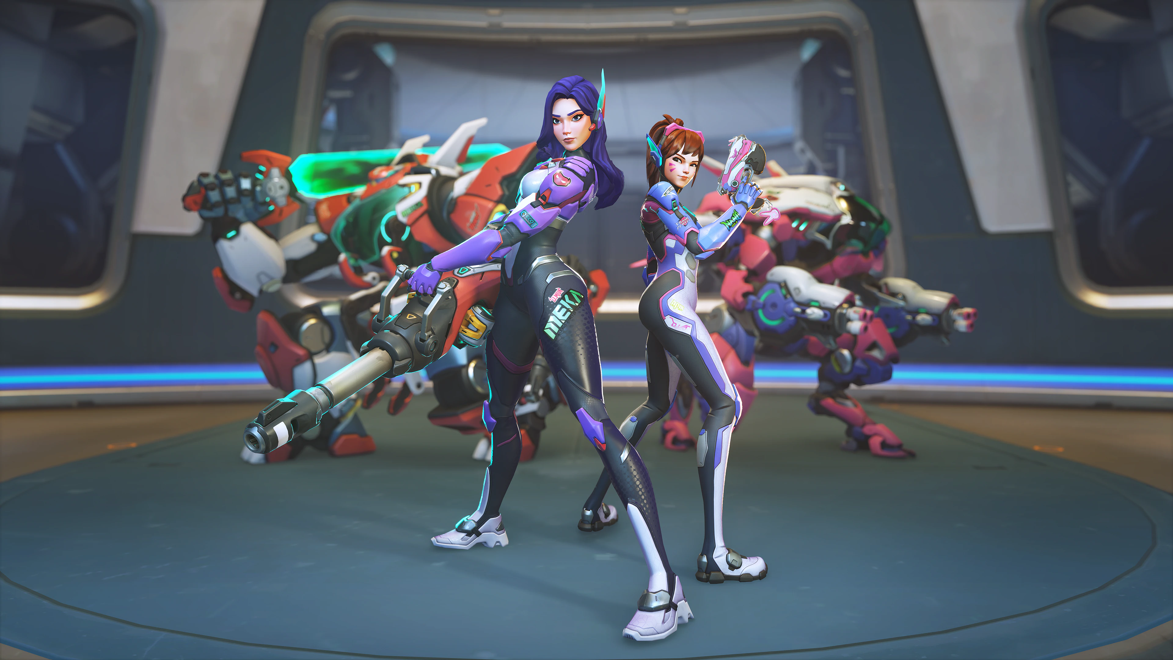 D.Mon and the MEKA Squad heroes together in Overwatch Season 4 art