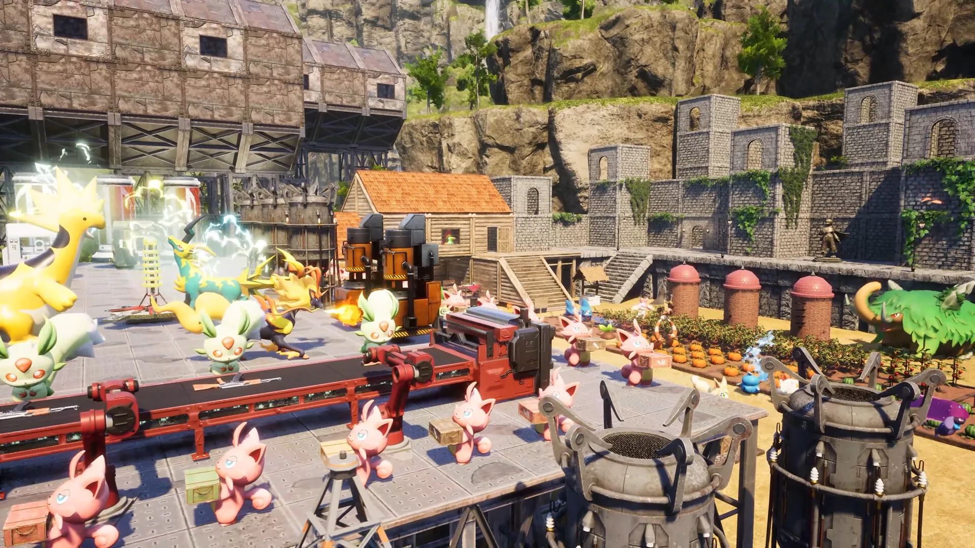 A gameplay scene from Palworld.