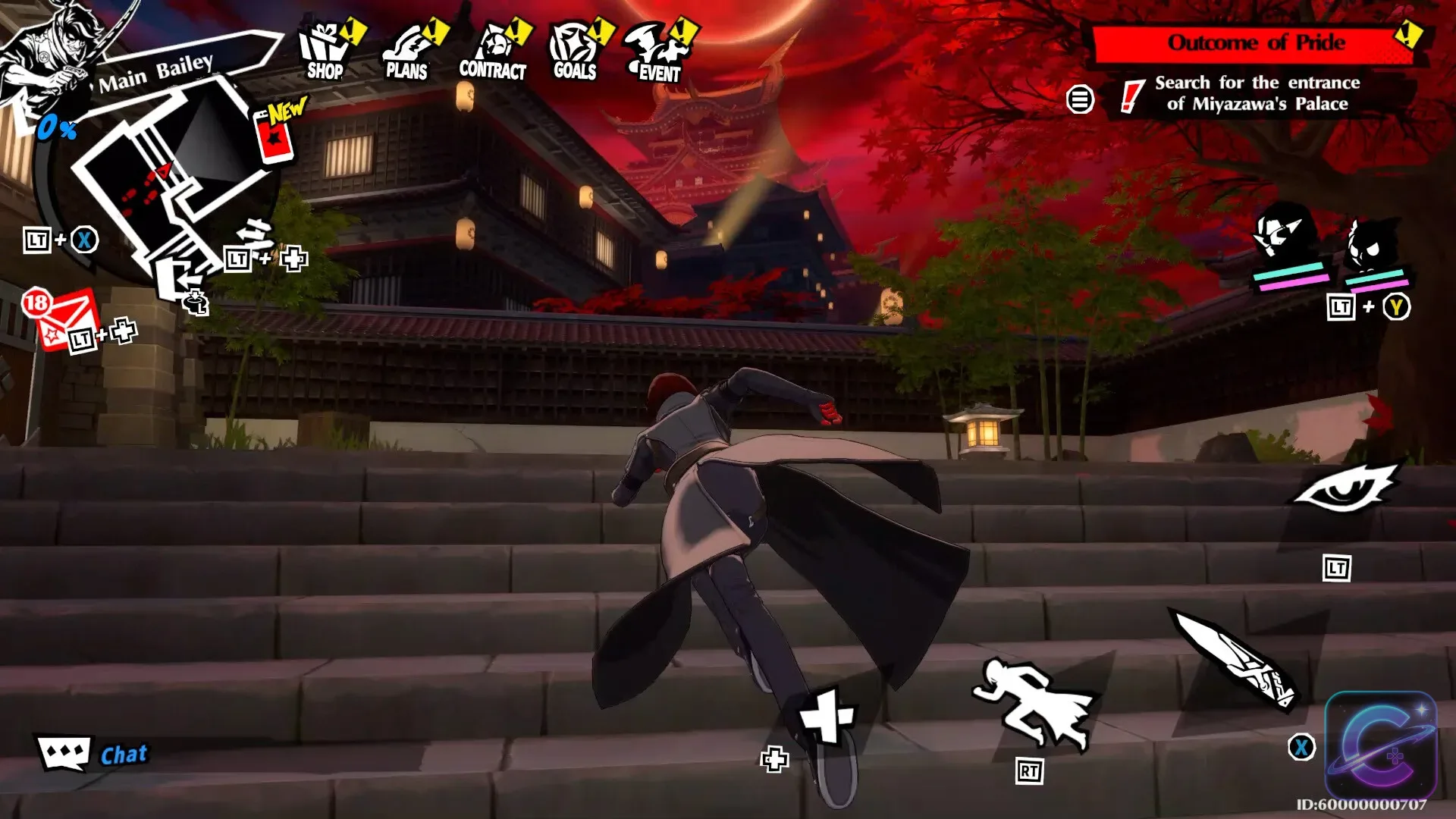 The Phantom Thieves move through a Palace environment during an infiltration.