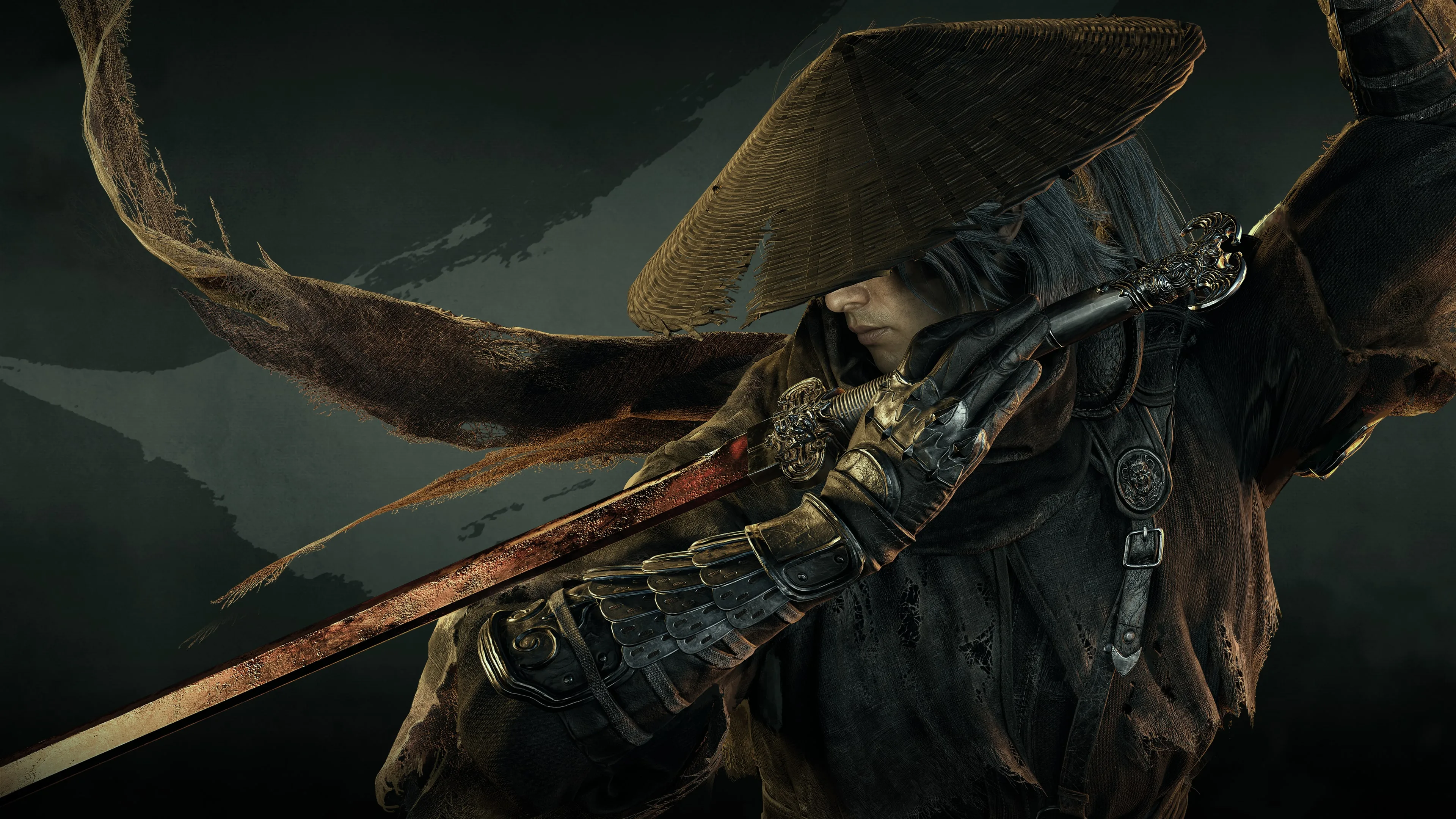 Soul, the protagonist of Phantom Blade Zero, standing ready in his warrior's garb against a dark atmospheric background