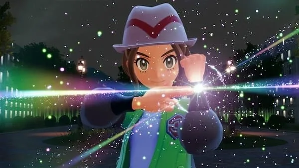 Mega Evolution is activated during a battle in Lumiose City.