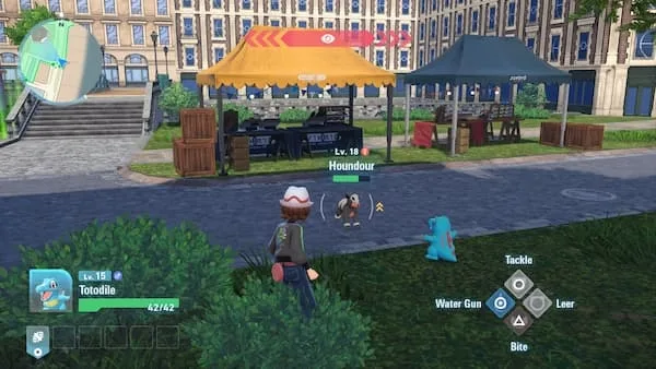 A Trainer commands a Pokémon during one of Pokémon Legends: Z-A's real-time battles.
