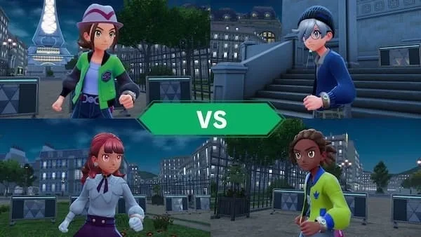 Multiple Trainers compete against each other in the Z-A Battle Club.