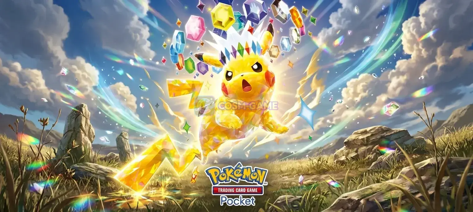 The Pokémon Trading Card Game Pocket logo appears beside phones showing Charizard ex, a card battle, and an Eevee collection scene.