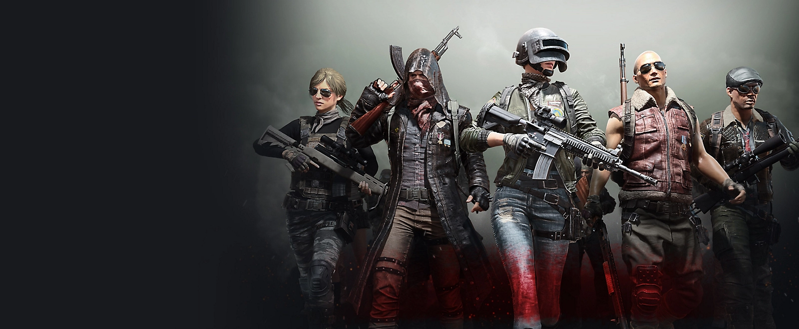 A PUBG survivor wearing the iconic combat helmet in the official key art.