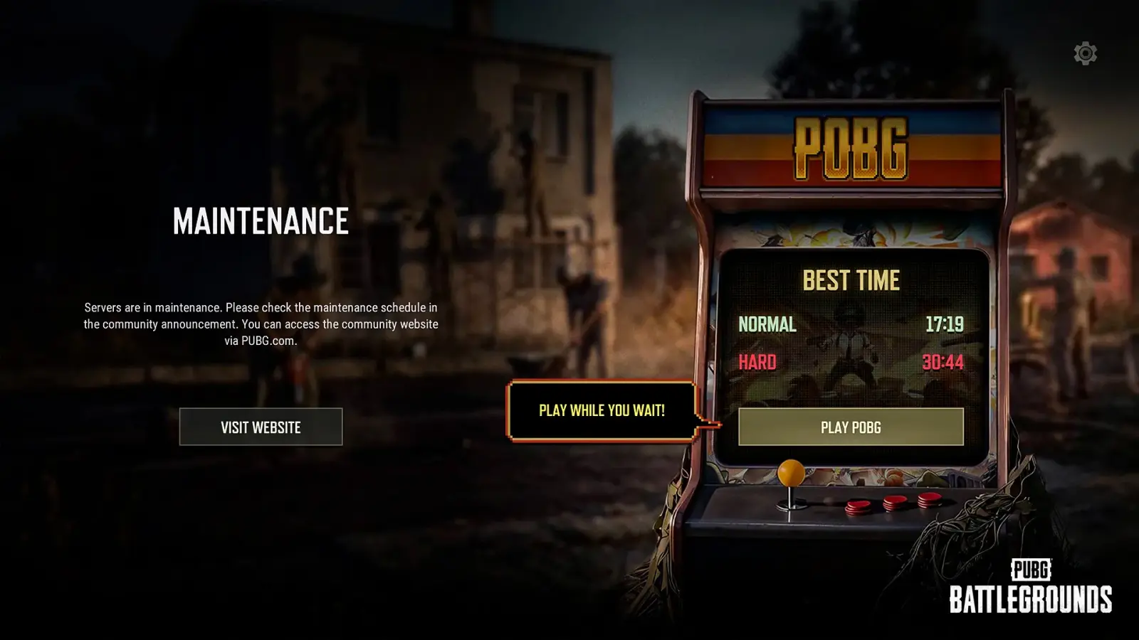 The POBG 8-bit retro mini-game available to PC players during PUBG server maintenance