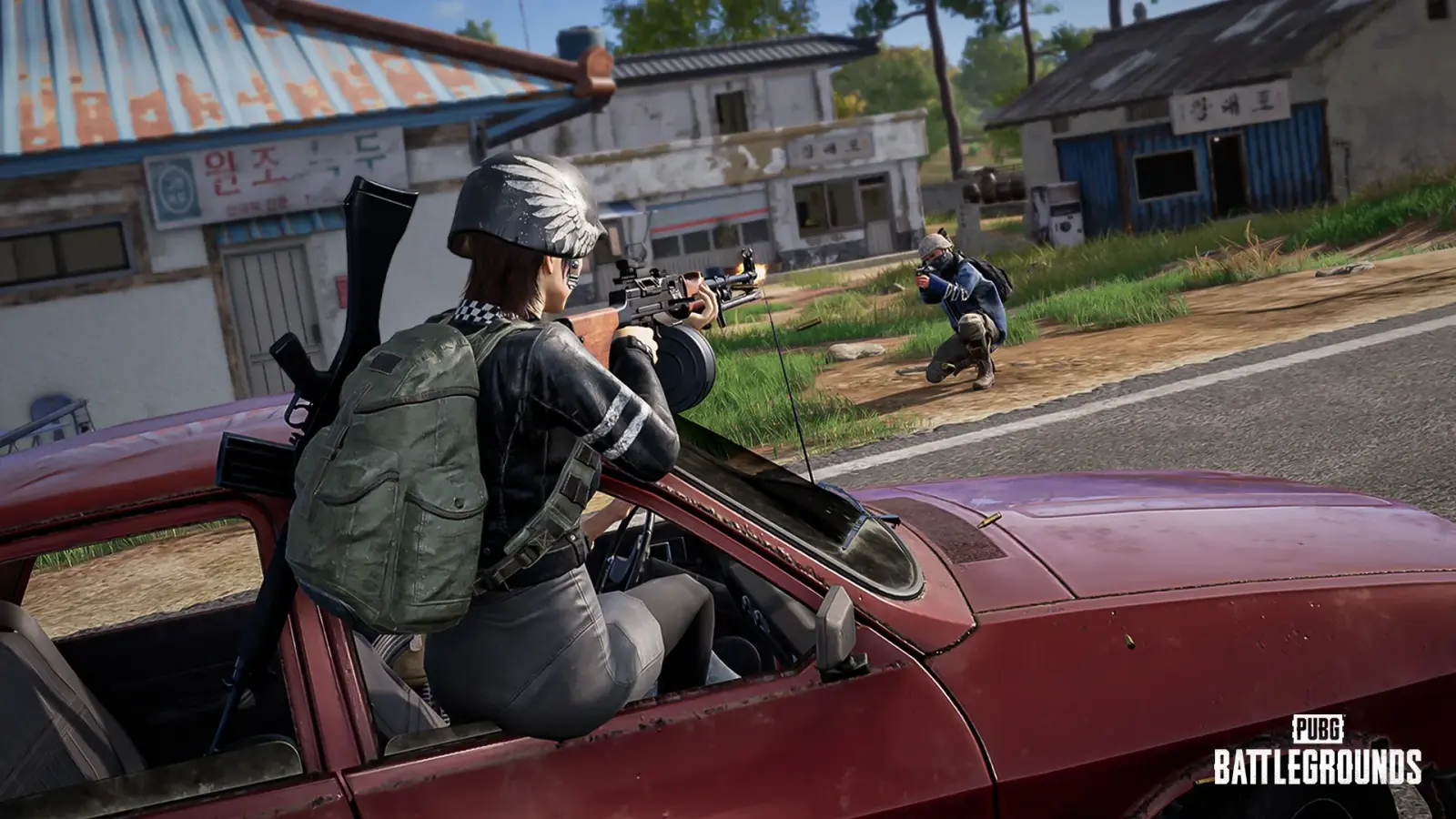 Players engaging in vehicle combat with the updated lean-out and weapon spread mechanics shown in action