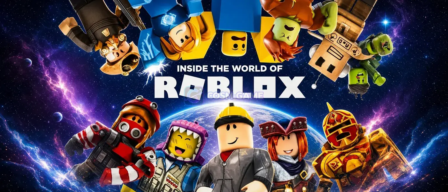 Official Roblox key art featuring stylized avatars from the platform.