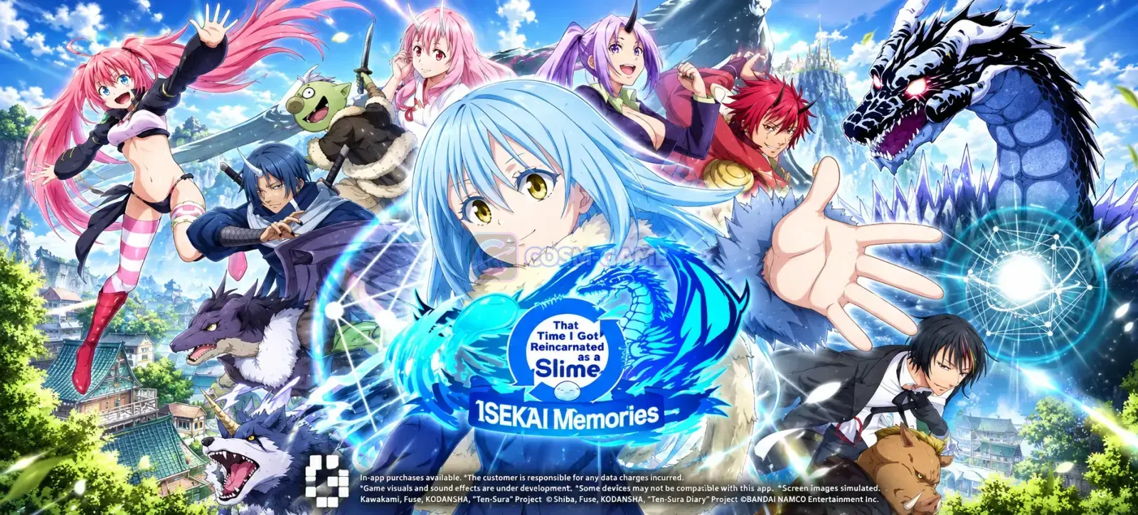Official key art for SLIME-ISEKAI Memories：TenSura featuring characters from That Time I Got Reincarnated as a Slime.