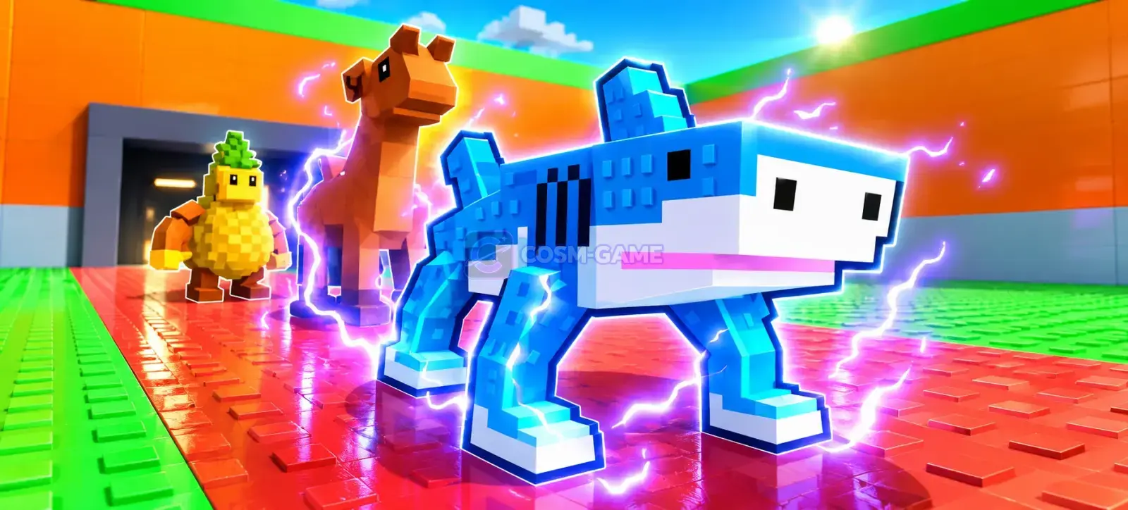 A Roblox avatar carries a giant coffee cup Brainrot across the bright green Steal a Brainrot map.