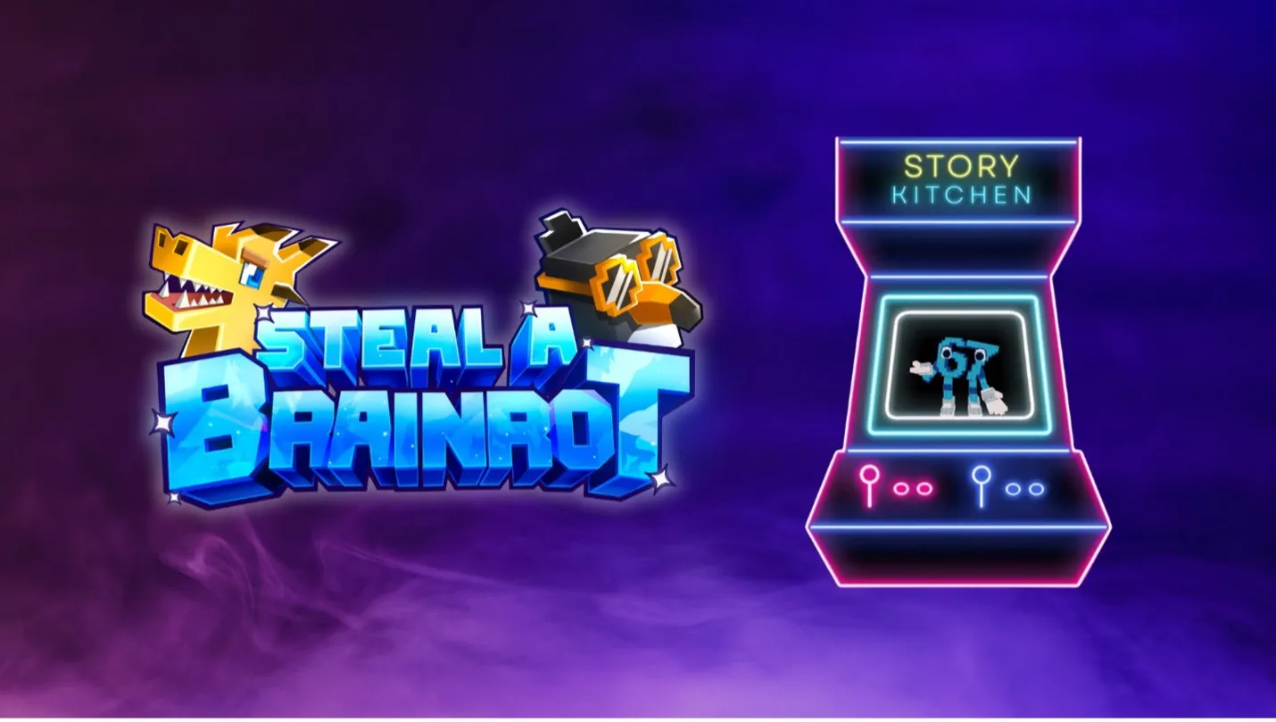 Steal a Brainrot promotional artwork featuring Roblox-style characters and Brainrots.