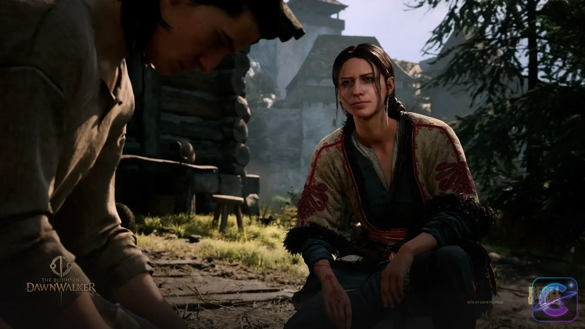 Coen and another character in an outdoor scene from The Blood of Dawnwalker