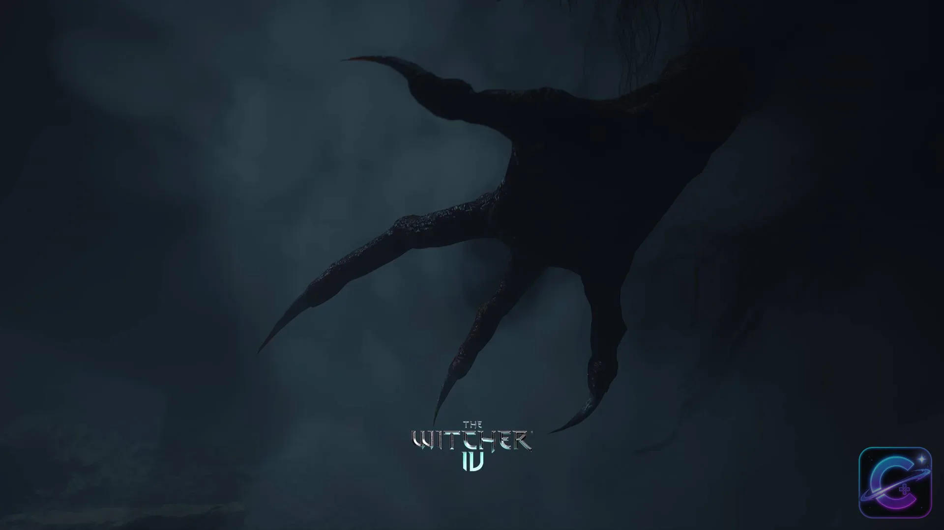 Ciri standing in a snowy forest with The Witcher IV logo
