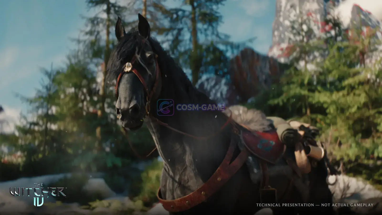 Ciri and her horse Kelpie travel through the rugged landscape of Kovir.