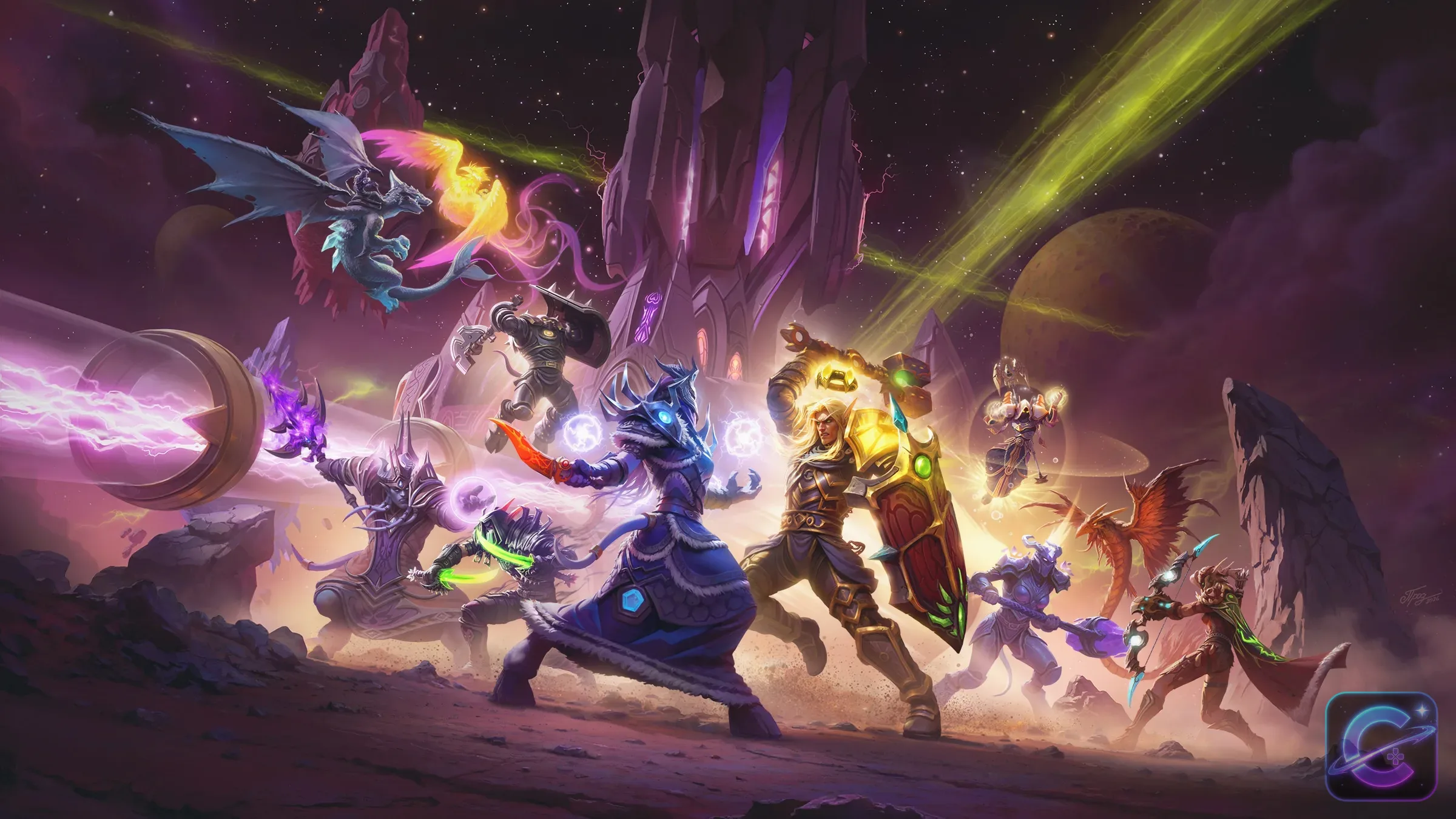 World of Warcraft Classic players battling Onyxia inside her lair.
