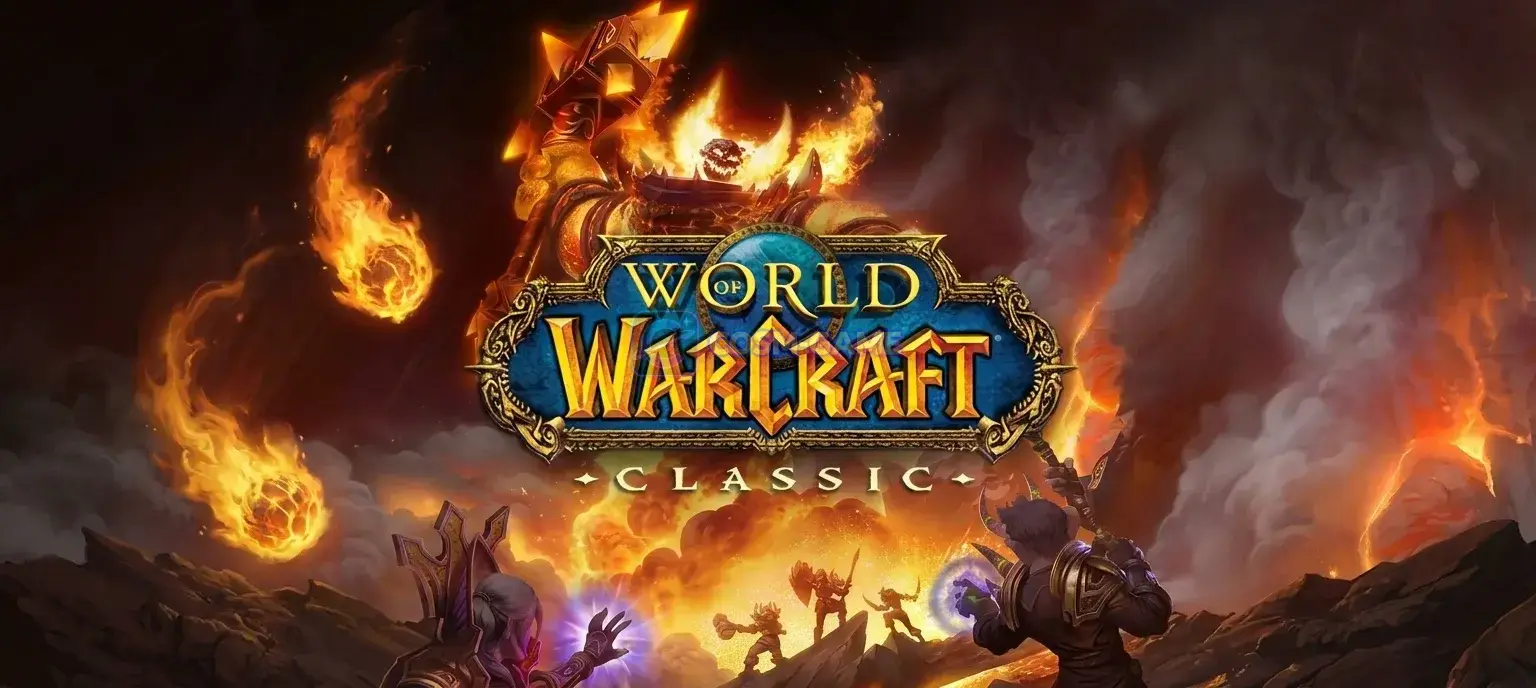 World of Warcraft Classic players battling Onyxia inside her lair.